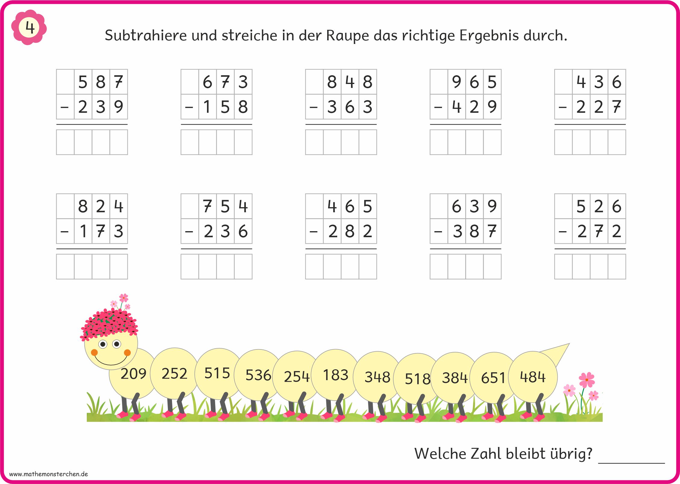 Mathemonsterchen Addition Und Subtraktion